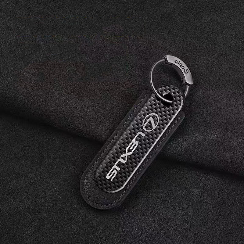 Carbon Fiber Leather Set Car Keychain