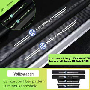 5D Laser Luminous Carbon Fiber Car Threshold Protection Strip( 4PCS )
