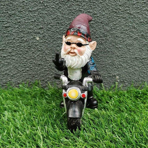 HARLEY MOTORCYCLIST GARDEN GNOME STATUE