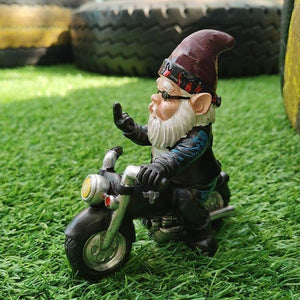 HARLEY MOTORCYCLIST GARDEN GNOME STATUE