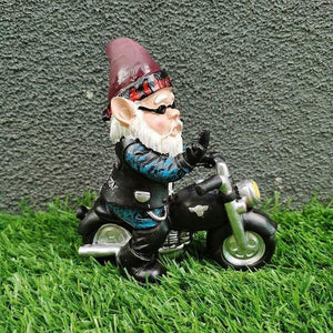 HARLEY MOTORCYCLIST GARDEN GNOME STATUE