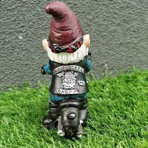 HARLEY MOTORCYCLIST GARDEN GNOME STATUE