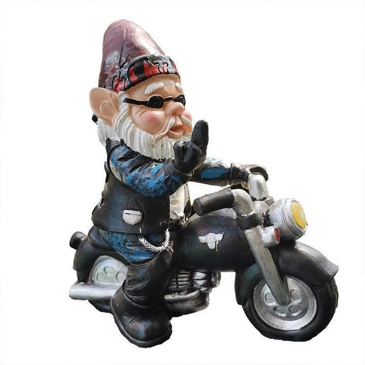 HARLEY MOTORCYCLIST GARDEN GNOME STATUE