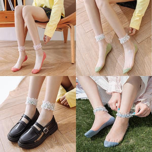 Pearl Lace Transparent Socks