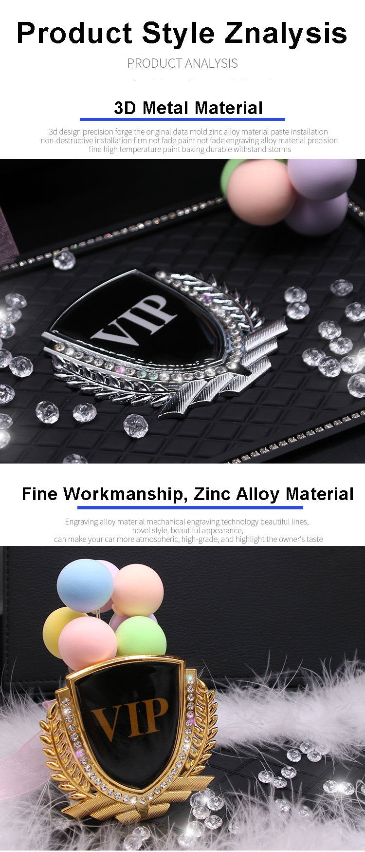 3D Wheat Ear Diamond Metal Creative Car Sticker