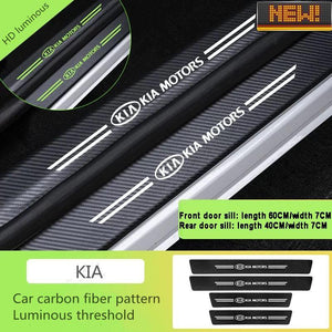 5D Laser Luminous Carbon Fiber Car Threshold Protection Strip( 4PCS )
