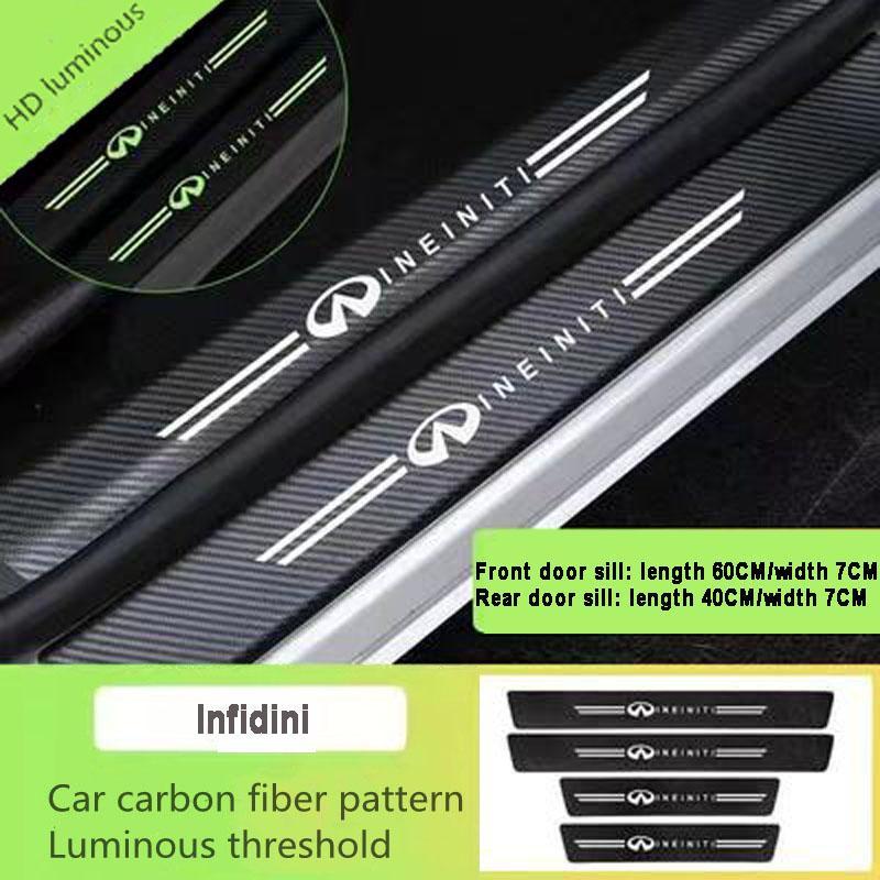 5D Laser Luminous Carbon Fiber Car Threshold Protection Strip( 4PCS )