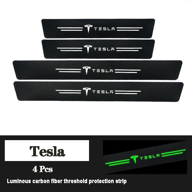 5D Laser Luminous Carbon Fiber Car Threshold Protection Strip( 4PCS )