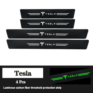5D Laser Luminous Carbon Fiber Car Threshold Protection Strip( 4PCS )