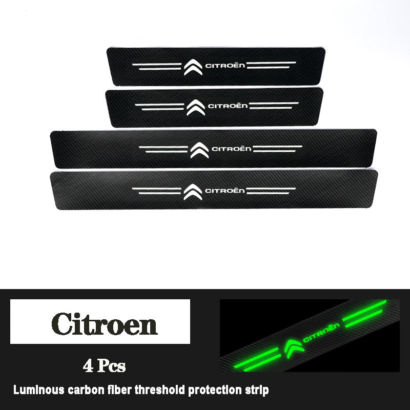 5D Laser Luminous Carbon Fiber Car Threshold Protection Strip( 4PCS )