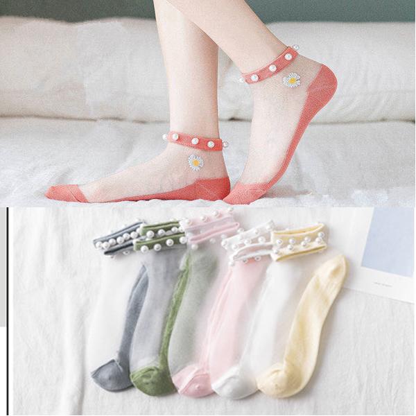 Pearl Lace Transparent Socks