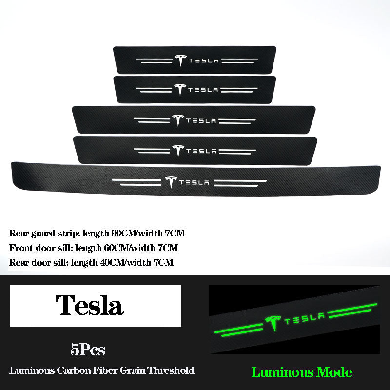 5D Laser Luminous Carbon Fiber Car Threshold Protection Strip( 4PCS )