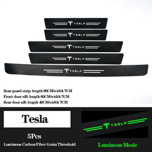 5D Laser Luminous Carbon Fiber Car Threshold Protection Strip( 4PCS )