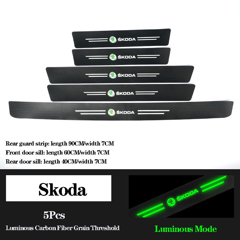 5D Laser Luminous Carbon Fiber Car Threshold Protection Strip( 4PCS )