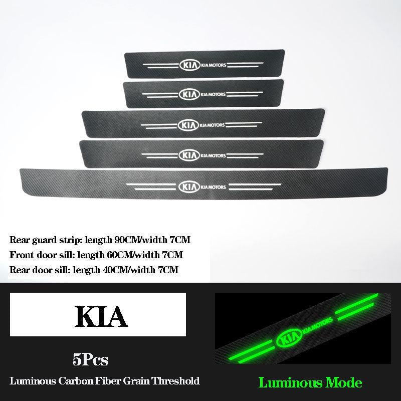 5D Laser Luminous Carbon Fiber Car Threshold Protection Strip( 4PCS )