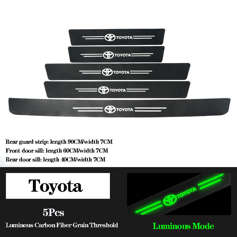 5D Laser Luminous Carbon Fiber Car Threshold Protection Strip( 4PCS )