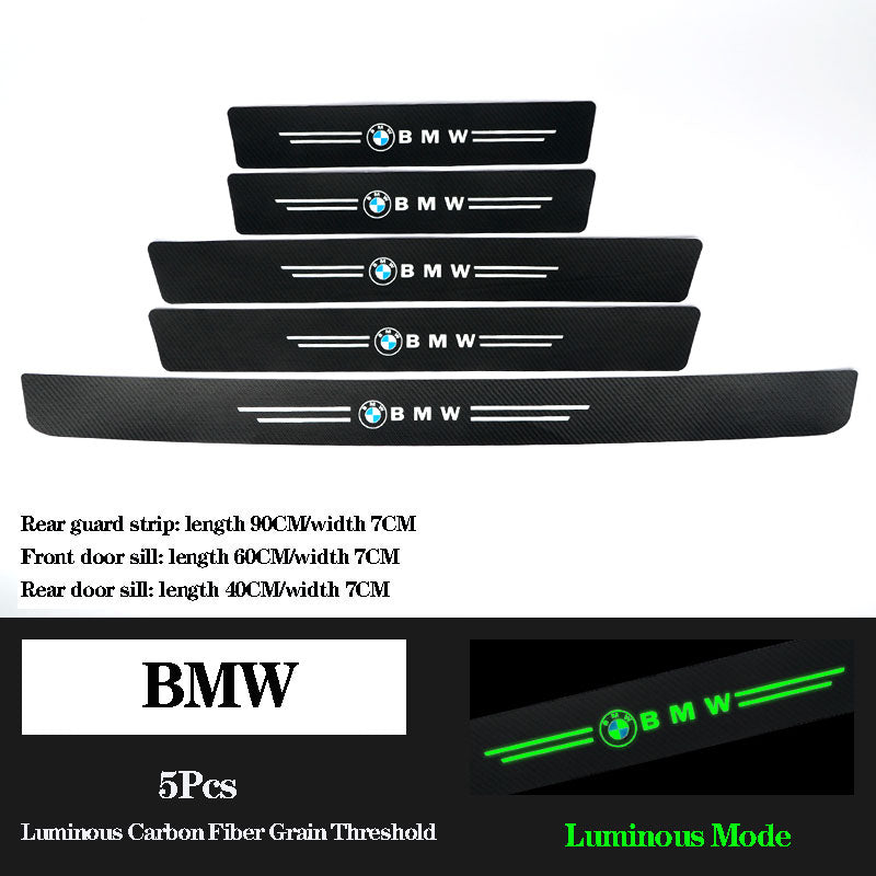 5D Laser Luminous Carbon Fiber Car Threshold Protection Strip( 4PCS )