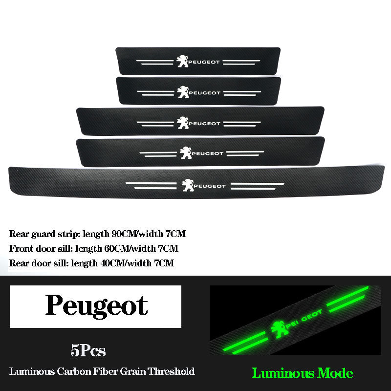 5D Laser Luminous Carbon Fiber Car Threshold Protection Strip( 4PCS )