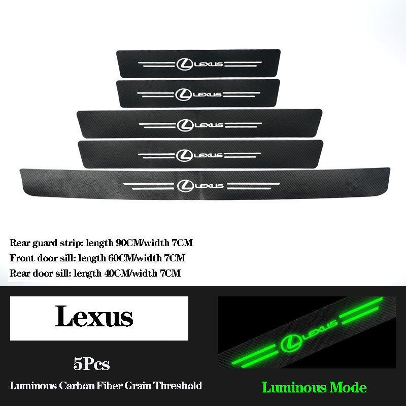 5D Laser Luminous Carbon Fiber Car Threshold Protection Strip( 4PCS )