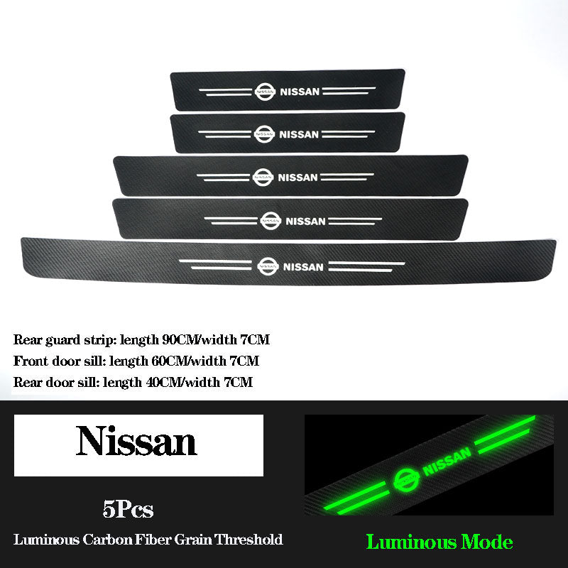 5D Laser Luminous Carbon Fiber Car Threshold Protection Strip( 4PCS )