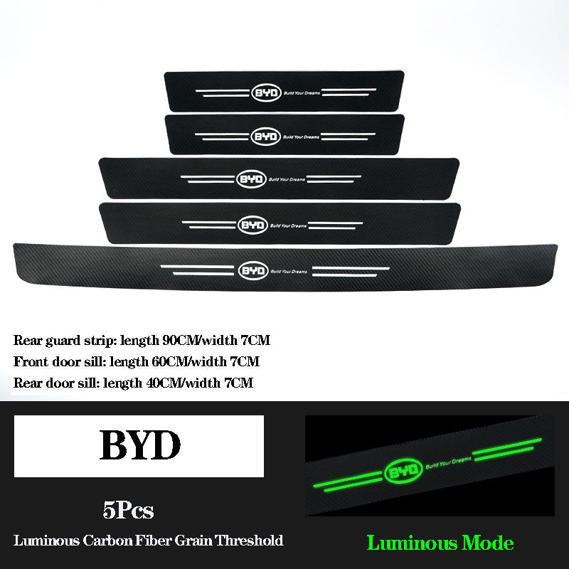 5D Laser Luminous Carbon Fiber Car Threshold Protection Strip( 4PCS )