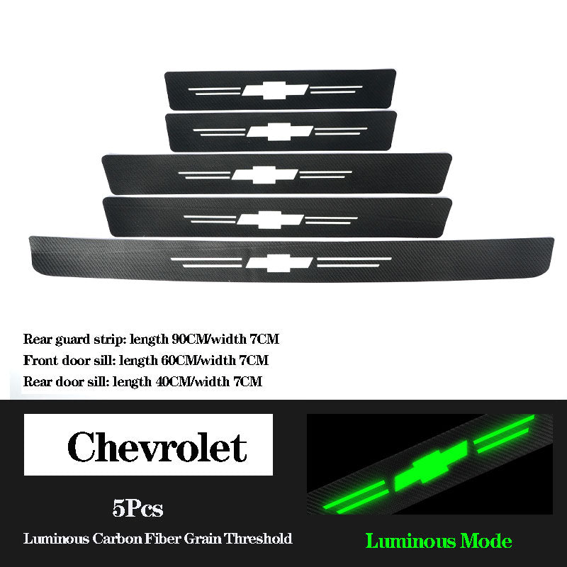 5D Laser Luminous Carbon Fiber Car Threshold Protection Strip( 4PCS )
