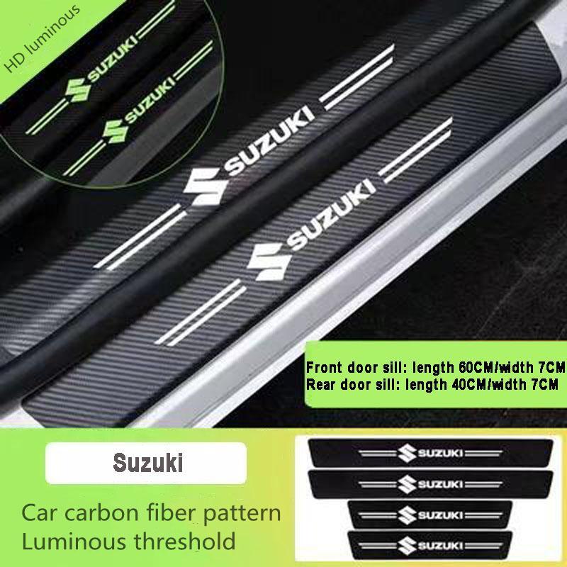 5D Laser Luminous Carbon Fiber Car Threshold Protection Strip( 4PCS )