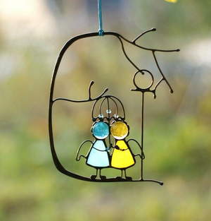 Suncatcher Stained Art Window hangings Angels Couple Love Home decor Gift