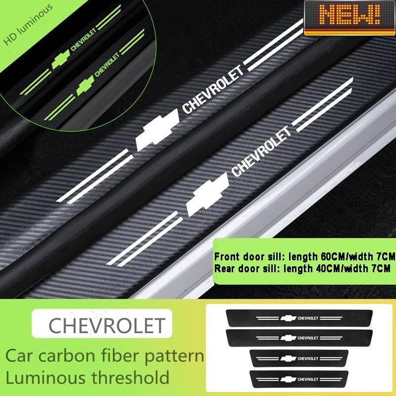 5D Laser Luminous Carbon Fiber Car Threshold Protection Strip( 4PCS )
