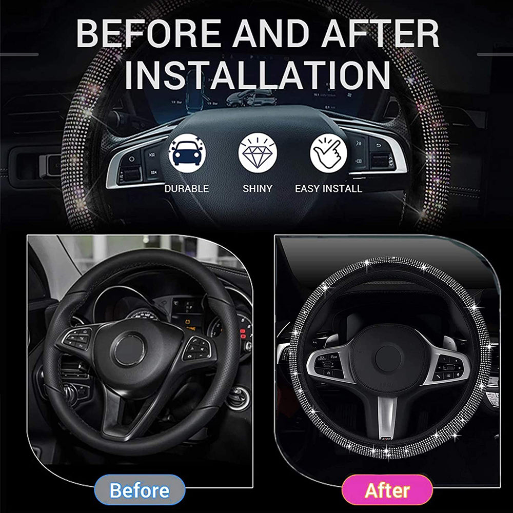 Car Elastic Diamond Steering Wheel Cover