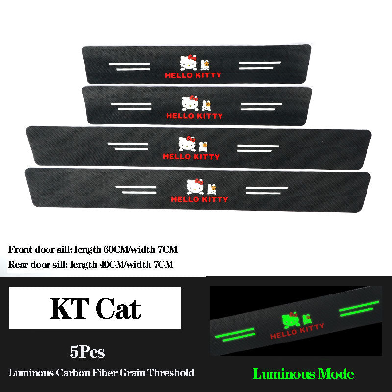 5D Laser Luminous Carbon Fiber Car Threshold Protection Strip( 4PCS )