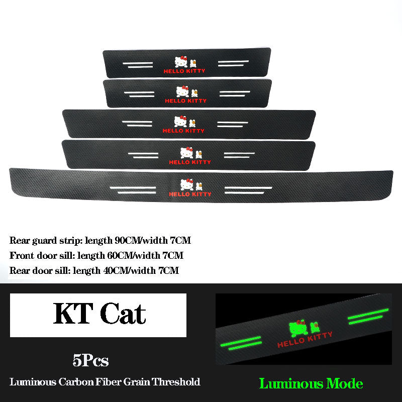 5D Laser Luminous Carbon Fiber Car Threshold Protection Strip( 4PCS )