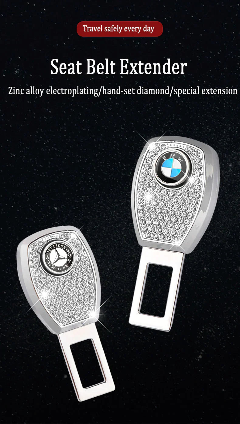 Car Seat Belt Rhinestone Metal Extended Buckle