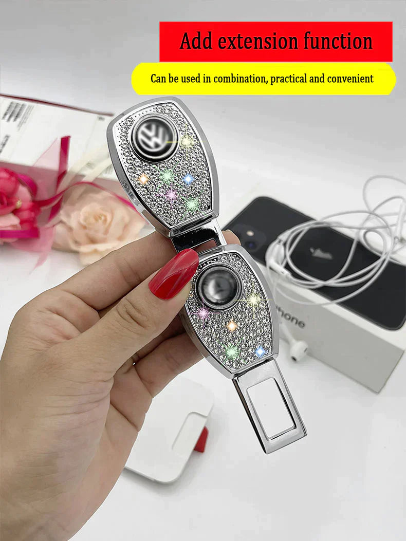 Car Seat Belt Rhinestone Metal Extended Buckle