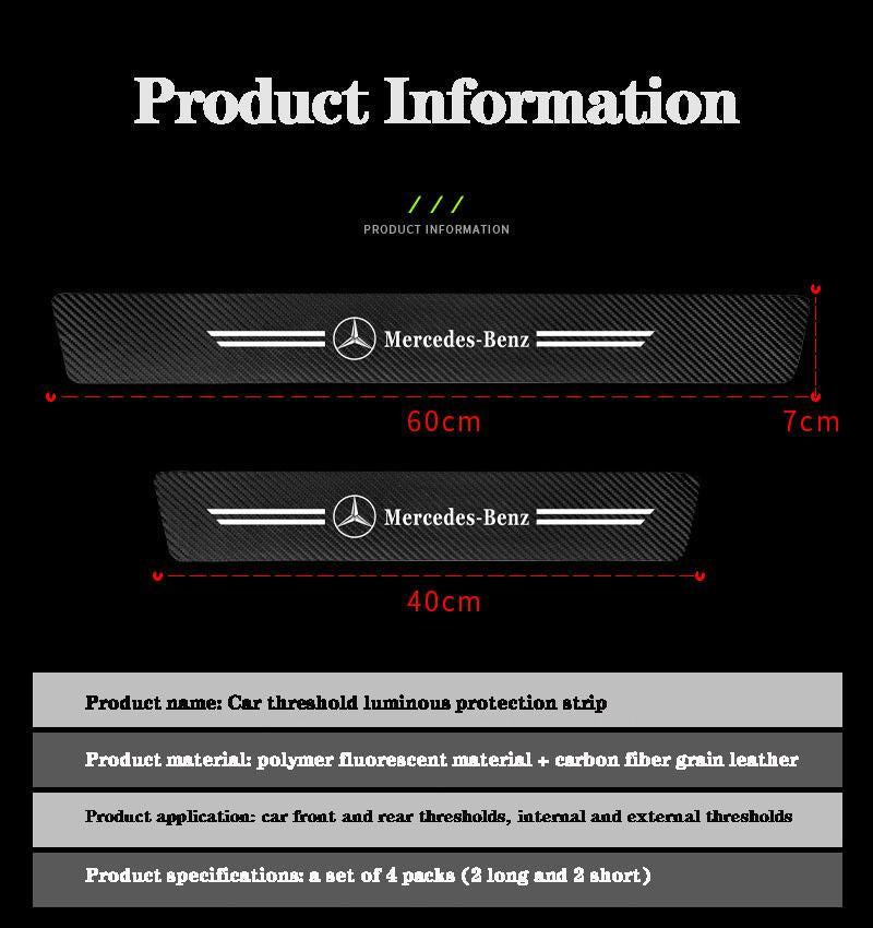 5D Laser Luminous Carbon Fiber Car Threshold Protection Strip( 4PCS )
