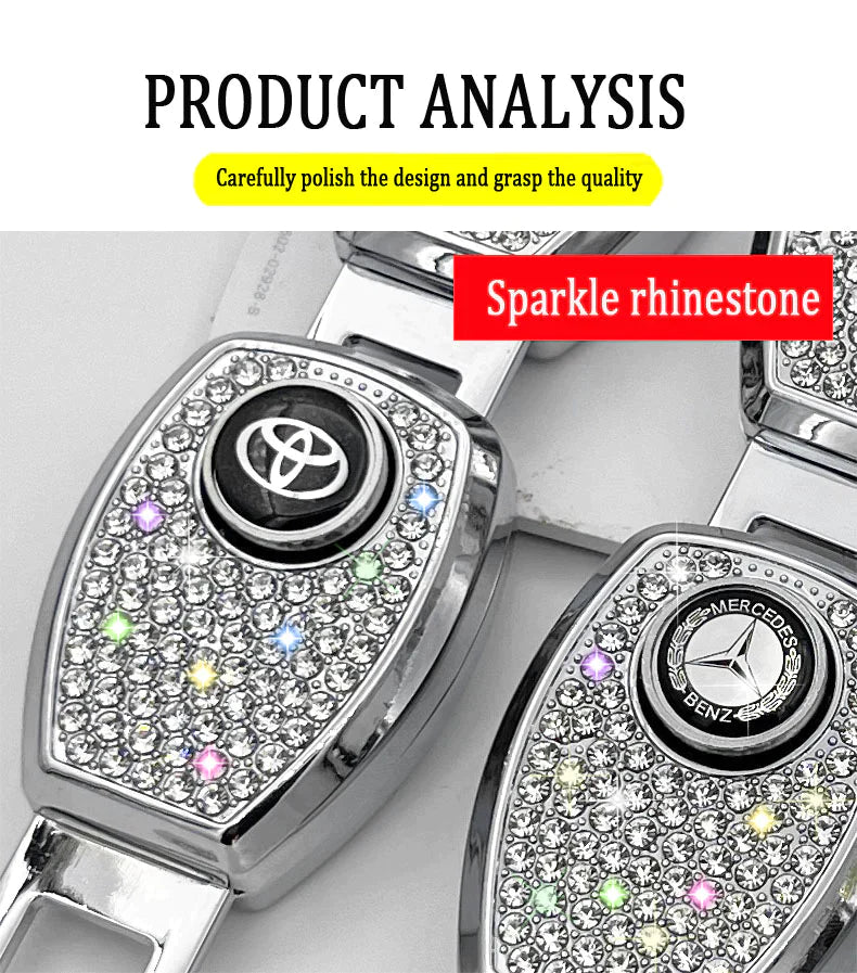 Car Seat Belt Rhinestone Metal Extended Buckle