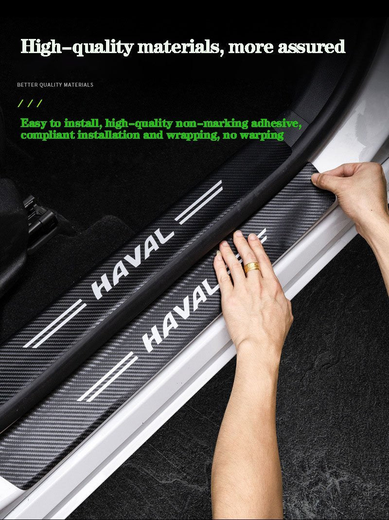 5D Laser Luminous Carbon Fiber Car Threshold Protection Strip( 4PCS )