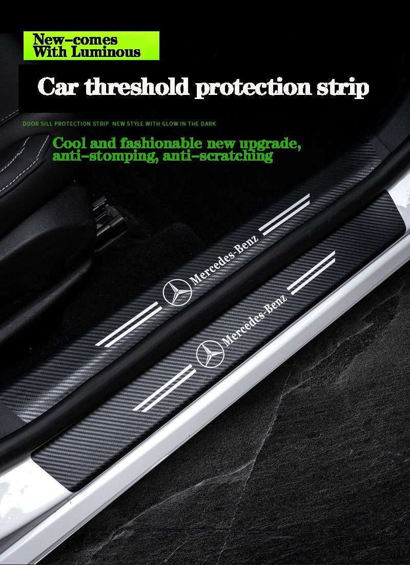 5D Laser Luminous Carbon Fiber Car Threshold Protection Strip( 4PCS )