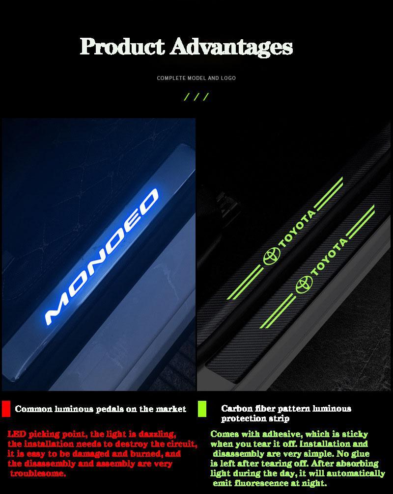 5D Laser Luminous Carbon Fiber Car Threshold Protection Strip( 4PCS )