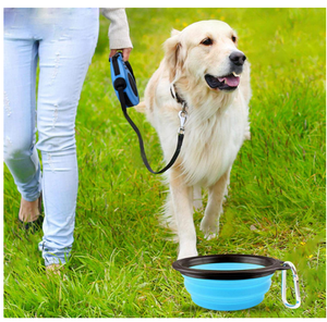 Dog traction rope foldable dog bowl collection garbage bag 3-piece set