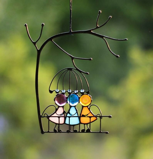 Suncatcher Stained Art Window hangings Angels Couple Love Home decor Gift
