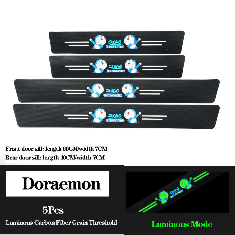 5D Laser Luminous Carbon Fiber Car Threshold Protection Strip( 4PCS )