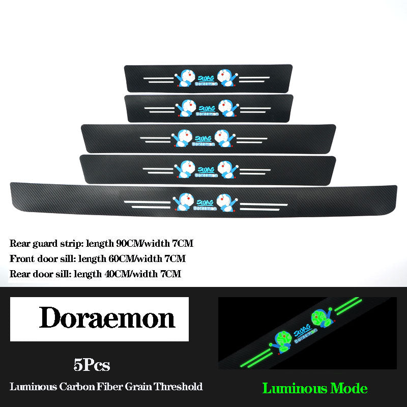 5D Laser Luminous Carbon Fiber Car Threshold Protection Strip( 4PCS )