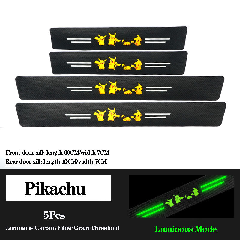 5D Laser Luminous Carbon Fiber Car Threshold Protection Strip( 4PCS )