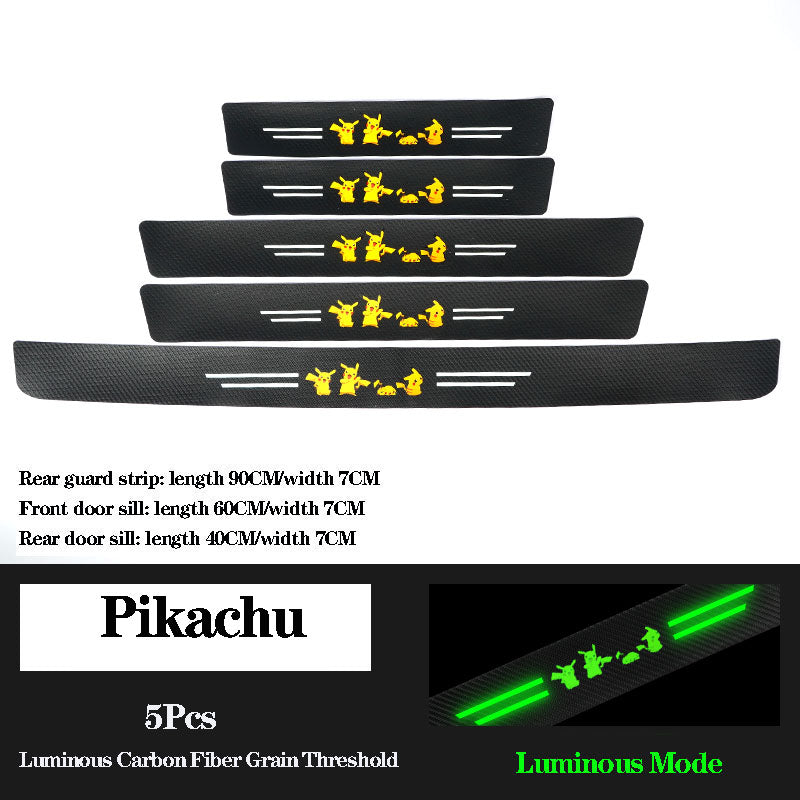 5D Laser Luminous Carbon Fiber Car Threshold Protection Strip( 4PCS )
