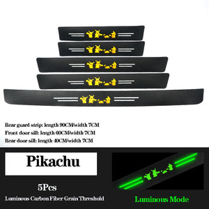 5D Laser Luminous Carbon Fiber Car Threshold Protection Strip( 4PCS )