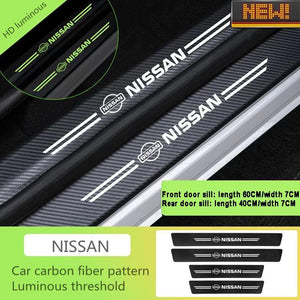 5D Laser Luminous Carbon Fiber Car Threshold Protection Strip( 4PCS )