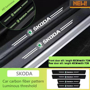 5D Laser Luminous Carbon Fiber Car Threshold Protection Strip( 4PCS )