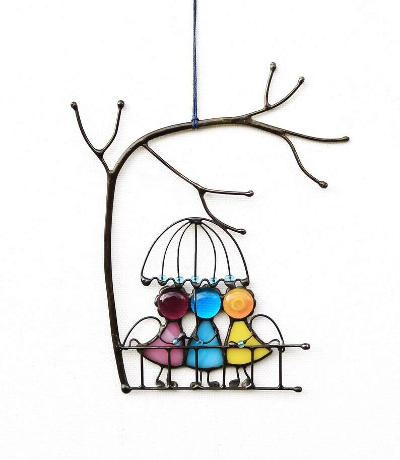 Suncatcher Stained Art Window hangings Angels Couple Love Home decor Gift