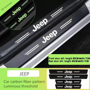 5D Laser Luminous Carbon Fiber Car Threshold Protection Strip( 4PCS )